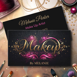 Luxe gouden make-up roze trendy elegant zwart visitekaartje