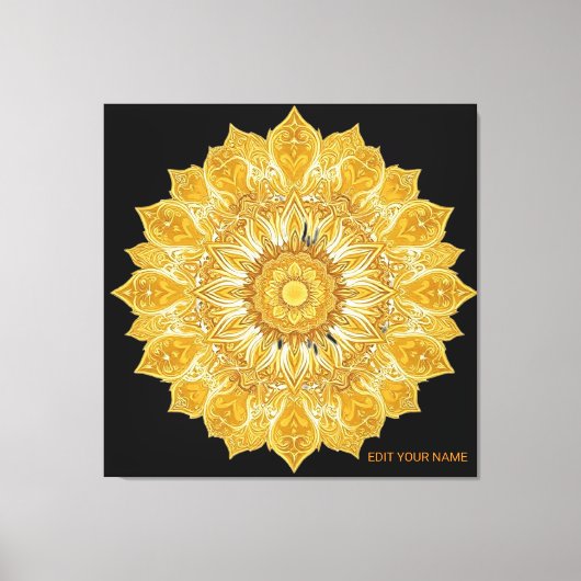 Luxe Gouden Mandala Bloem Zon Canvas Afdruk (Voorkant)