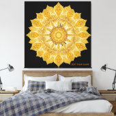 Luxe Gouden Mandala Bloem Zon Canvas Afdruk (Insitu (Slaapkamer))