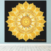 Luxe Gouden Mandala Bloem Zon Canvas Afdruk (Insitu (Houten vloer))