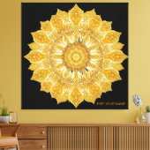 Luxe Gouden Mandala Bloem Zon Canvas Afdruk (Insitu (Woonkamer))