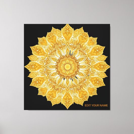 Luxe Gouden Mandala Bloem Zon Canvas Afdruk (Voorkant)