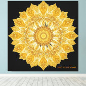 Luxe Gouden Mandala Bloem Zon Canvas Afdruk (Insitu (Houten vloer))