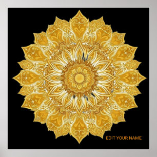 Luxe Gouden Mandala Bloem Zon Poster