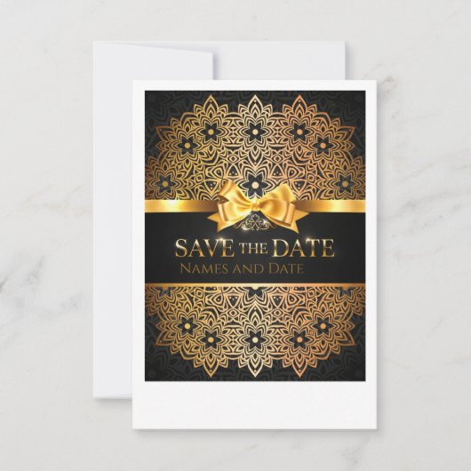 Luxe Gouden Mandala Save the Date Uitnodiging (Voorkant)