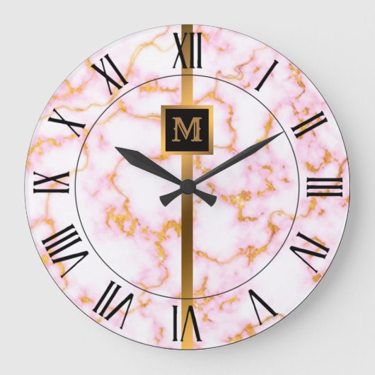 Luxe gouden marmer grote klok (Voorkant)