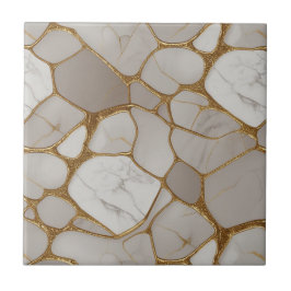 Luxe Gouden Marmer Mozaïek - Elegant Origineel Tegeltje