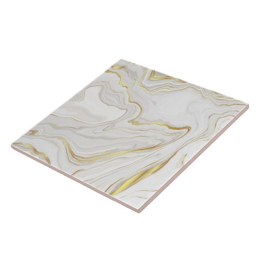 Luxe gouden marmeren achtergrond keramische tegel tegeltje (Zijkant)