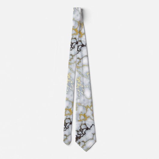 Luxe gouden marmeren achtergrond stropdas (Achterkant)