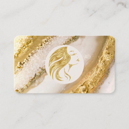 Luxe gouden marmeren haarstylist visitekaartje (Voorkant)
