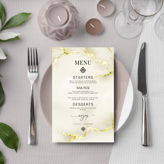 Luxe gouden marmeren textuur bruiloft menu Kaart