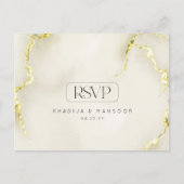 Luxe gouden marmeren textuur bruiloft RSVP Briefkaart (Voorkant)