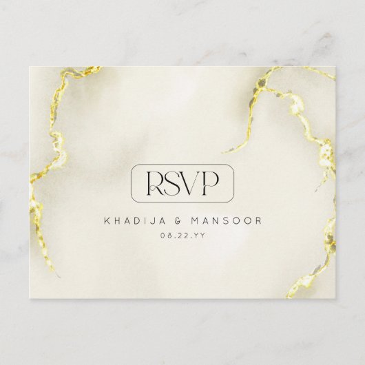 Luxe gouden marmeren textuur bruiloft RSVP Briefkaart (Voorkant)