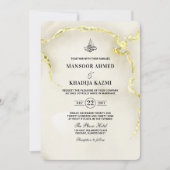 Luxe gouden marmeren textuur islamitische bruiloft kaart (Voorkant)