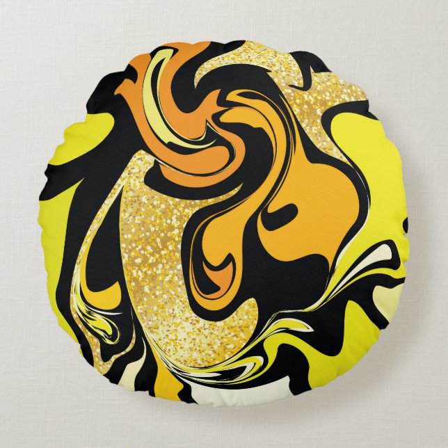Luxe gouden marmertextuur rond kussen (Voorkant)