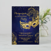 Luxe Gouden Maskerade Quinceañera Masker Ontwerp Folie Uitnodiging (Staand Voorkant)