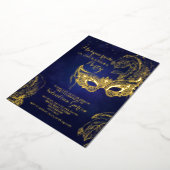 Luxe Gouden Maskerade Quinceañera Masker Ontwerp Folie Uitnodiging (Gedraaid)