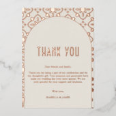 Luxe gouden mediterrane Tegel bruiloft Dank u Folie Uitnodiging (Voorkant)