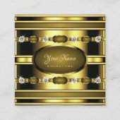 Luxe Gouden met Lichtgevende Faux Strass Vierkante Visitekaartje (Voorkant)