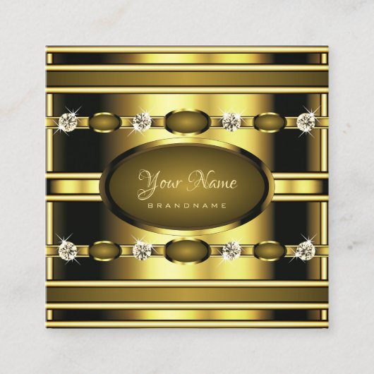 Luxe Gouden met Lichtgevende Faux Strass Vierkante Visitekaartje (Voorkant)