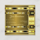 Luxe Gouden met Lichtgevende Faux Strass Vierkante Visitekaartje (Achterkant)