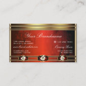Luxe Gouden met Rood Marmer en Faux Diamonds Visitekaartje (Achterkant)