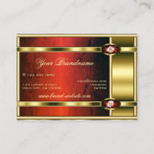 Luxe Gouden met Rood Marmer en Faux Diamonds Visitekaartje (Achterkant)