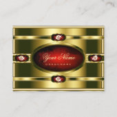 Luxe Gouden met Rood Marmer en Faux Diamonds Visitekaartje (Voorkant)