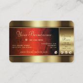 Luxe Gouden met Rood Marmeren Patroon en Diamanten Visitekaartje (Achterkant)