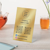 Luxe gouden metaal reclamebord met voetstuk (Insitu)