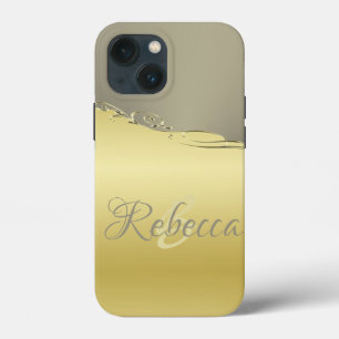 Luxe gouden metalen decoratie op goud en zilver Case-Mate iPhone case