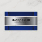Luxe gouden metallic blauwe achtergrond visitekaartje (Voorkant)