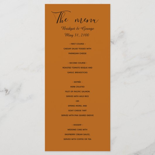 Luxe gouden minimale eenvoudige bruiloft menu (Voorkant)