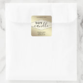 Luxe gouden moderne gouden script soja kaarslabel vierkante sticker (Tas)