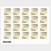 Luxe gouden moderne script sojakaarslabel vierkante sticker (Vel)