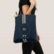 Luxe Gouden Monogram Eerste Middernacht Navy Resor