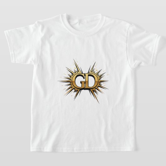 Luxe Gouden Monogram Embleem Logo Ontwerp T-shirt (Laagn)