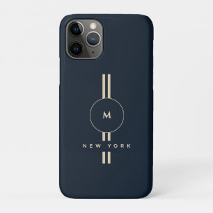 Luxe gouden monogram initiaal middernacht marine i Case-Mate iPhone case