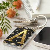 Luxe gouden monogram letter A Sleutelhanger (Voorkant Rechts)