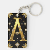 Luxe gouden monogram letter A Sleutelhanger (achterkant)