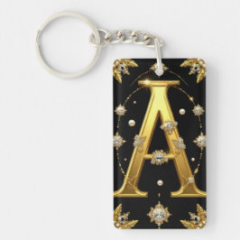 Luxe gouden monogram letter A Sleutelhanger