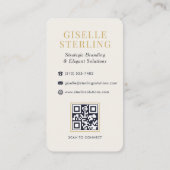Luxe Gouden Monogram Marine Blauw QR Code Visitekaartje (Achterkant)