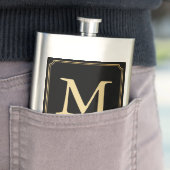 Luxe Gouden Monogram Zwarte Hip Flask Flacon (Voorbeeld)