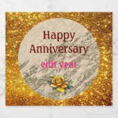 Luxe Gouden Mousserende Wijn Glitter Marmer Custom Sparkling Wijnetiket (Enkel label)