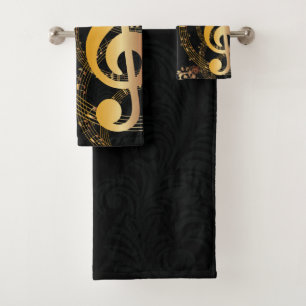 Luxe gouden muzieknoot sierlijk bad handdoek