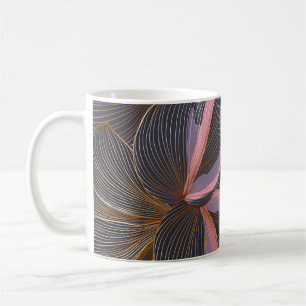 Luxe gouden naadloze florale achtergrond met trop koffiemok