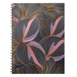 Luxe gouden naadloze florale achtergrond met trop notitieboek