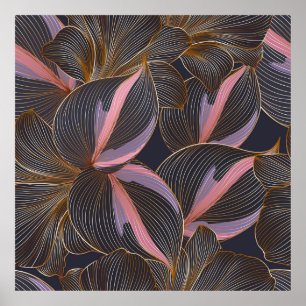 Luxe gouden naadloze florale achtergrond met trop poster