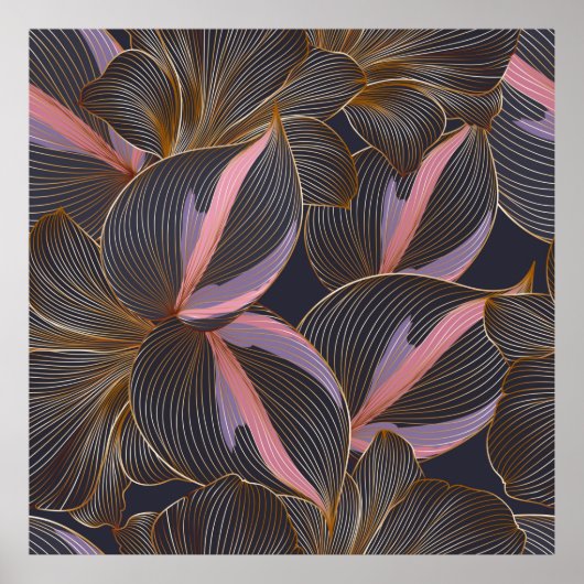 Luxe gouden naadloze florale achtergrond met trop poster (Voorkant)