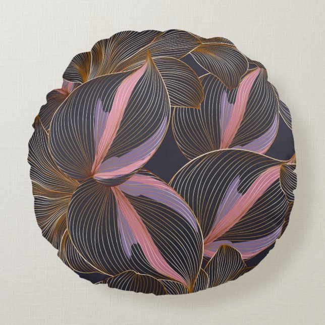 Luxe gouden naadloze florale achtergrond met trop rond kussen (Voorkant)